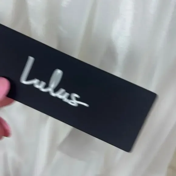 Lulus Ethereal Arrival White Puff Sleeve Tie-Back Chiffon Dress size XL NWT - Picture 12 of 14